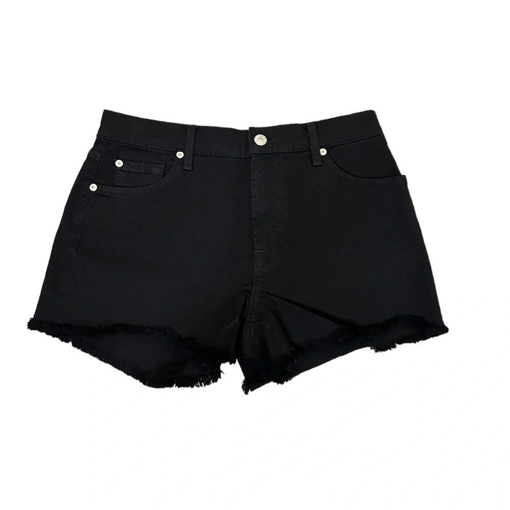 7 FOR ALL MANKIND Women’s Broken Twill Cut Off Short Black Size 28 - Picture 2 of 16